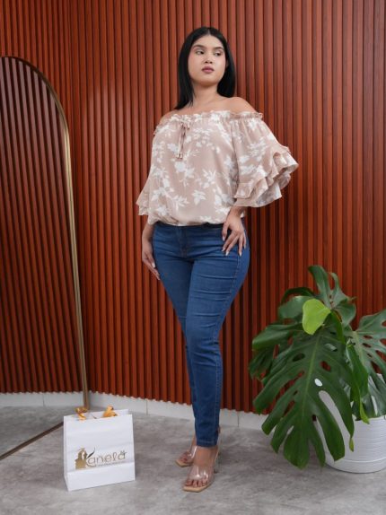 Blusa Nathalia, elaborada en Tela Gasa Hindú Estampada